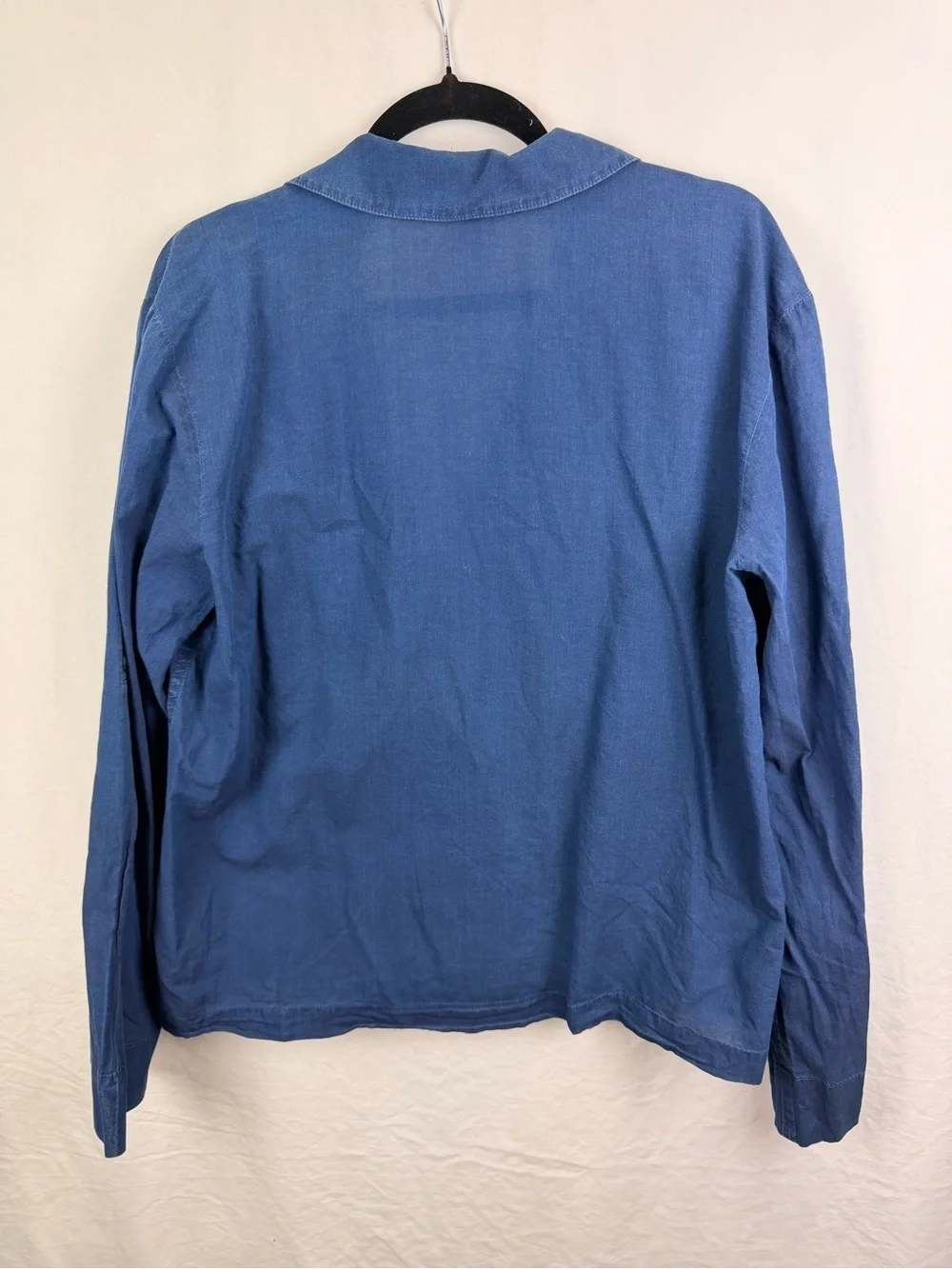 J.‎ Crew Navy Button-Front Camp Shirt Sz 12 100% Cotton Casual Minimalist
